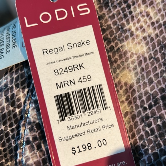 Lodis Black and Gray Snake Print Clutch with adjustable strap and dust bag new - Picture 12 of 13